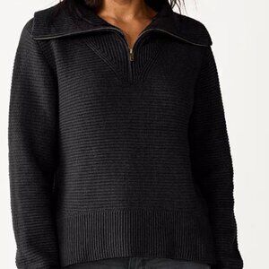 Sonoma Goods for Life Cozy Quarter Zip Pullover Black Size XXL